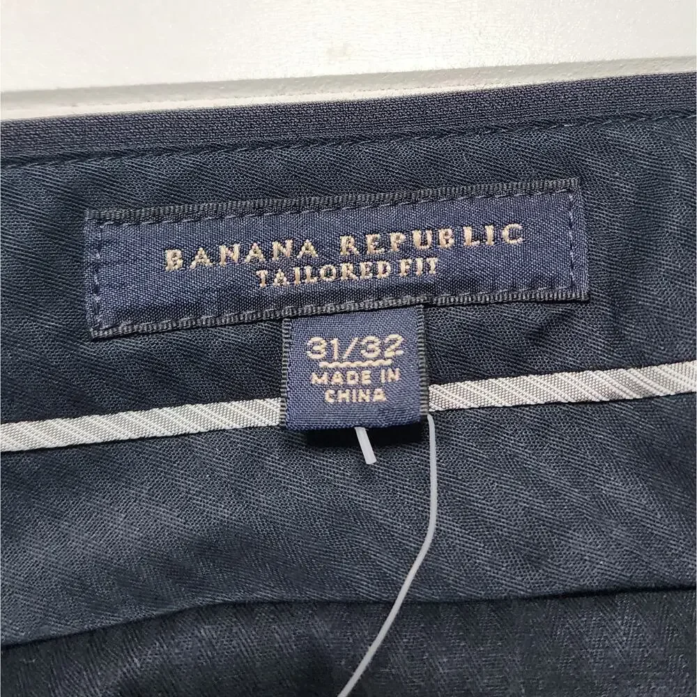 NWT Banana Republic Men's Tailored Fit Italian Wool Navy Dress Pants Size 31/32